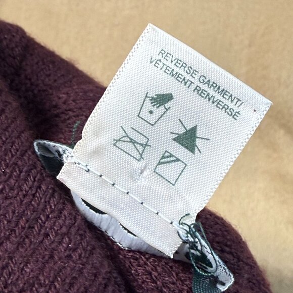 Roots Cable Knit Newsboy Cabbie Cap Hat Wool Blend Burgundy Brimmed Beanie Cozy - Picture 6 of 7